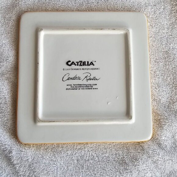 Catzilla Whimsical Ceramic Tile Square Trivet Candace Reiter EUC - Picture 3 of 3